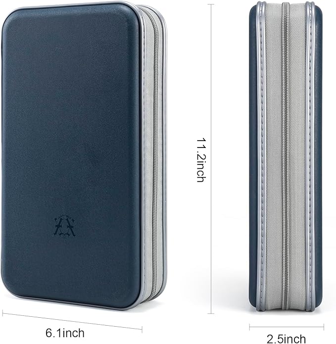 alavisxf xx CD Case, 96 Capacity Hard Plastic CD Holder Protective DVD Disc Storage Case Holder Portable Zipper CD DVD Organizer Storage Wallet for Car Home Travel(96 Capacity,Dark Blue)