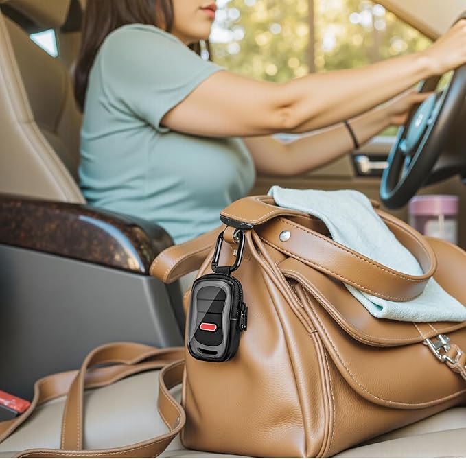 Carrying Case Compatible with Genie G3T-R G3T-BX G3T-A 3-Button Garage Door Opener Remote, Anti-Lost Microfiber PU Leather Bag Gate Clicker Holder with Carabiner and Neck Strap (Case Only)