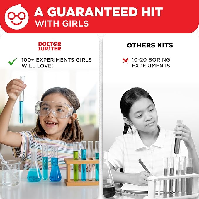 Doctor Jupiter Girls' First Amazing Science Kit for Kids Ages 4-5-6-7-8 | Birthday Gift Ideas for 4+ Year Old Girls | Learning & Educational Projects | STEM Toy with 100+ Experiments