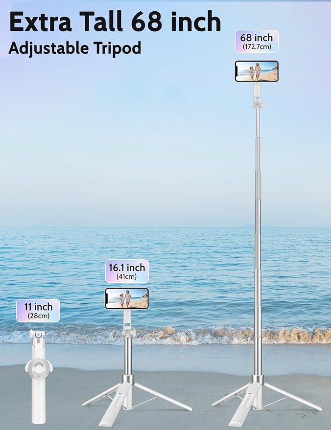68" Magnetic Tripod for iPhone Magsafe, Phone Tripod & Selfie Stick with Rechargeable Remote for iPhone/Android/Camera, Portable Cell Phone Stand for Video Recording