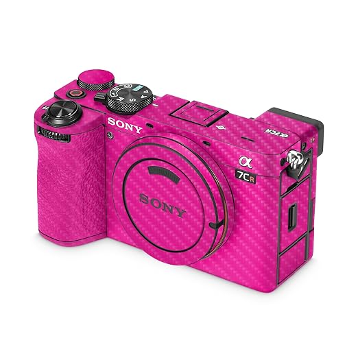Carbon Fiber Camera Skin Compatible with Sony Alpha 7CR Camera (2023) - Solid Hot Pink - Premium 3M Vinyl Protective Wrap Decal Cover - Easy to Apply | Crafted in The USA by MightySkins