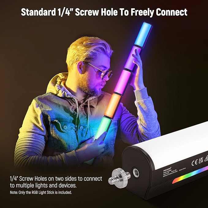 NEEWER Basic Magnetic Handheld Light Wand, 360° Full RGB Mini LED Video Light Stick, 2500mAh Battery, 2500-8500K Dimmable Camera Tube Light for Studio Photography TikTok YouTube Vlog, TL96RGB