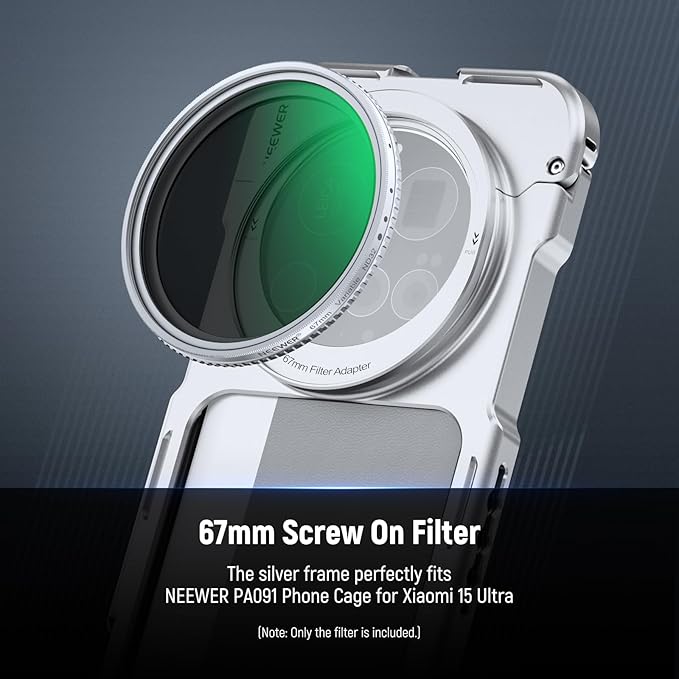 NEEWER 67mm Variable ND Filter, Slim HD ND2-32 Adjustable Neutral Density Filter Compatible with iPhone Android Samsung Camera Lens, Clip Not Included