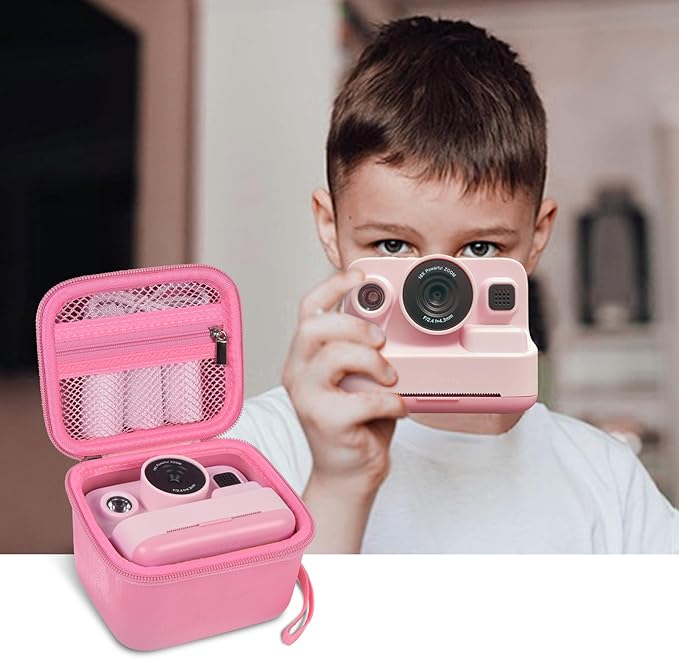 ANKHOH Case for Dylanto/for DUDUDRAGON/for Yehtta/for Gofunly/for LETSHAH Kids Camera Instant Print, 1080P Kid Cameras Storage Organizer Gifts Bag for Printing Paper and Toy Accessories,Pink-Only Box