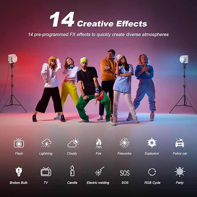 Godox ML100R Godox RGB Video Light 110W – 1800K-10000K Full Color, 14 FX Modes, USB-C/Multi-Power, High CRI 97+ for Live Streaming, TikTok, Photography & Filming