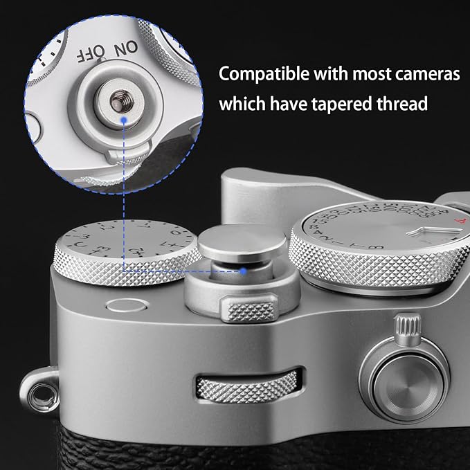 Haoge Metal Shutter Release Button for Fujifilm XE4 X-E2 X-E2S X-E3 X-T5 X-T3 X-T10 X-T20 X-Pro1 X-Pro2 X100 X100T X100S X100F and Leica M10 M240P Camera Accessories Convex Surface Silver