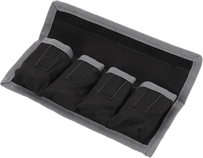 PATIKIL Camera Battery Pouch Case, 4 Pocket Nylon DSLR Battery Case Holder Storage Bag for AAA, LP-E6, LP-E8, NP-FW50, EN-EL14, EN-EL15 Batteries (Gray)