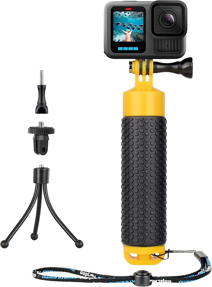GEPULY Floating Hand Grip with Mini Tripod Stand Waterproof Stick Pole for Insta 360 GoPro Hero 13 12 11 10 9, AKASO DJI Action 6 Handle Mount Accessories for Action Camera Underwater Monopod