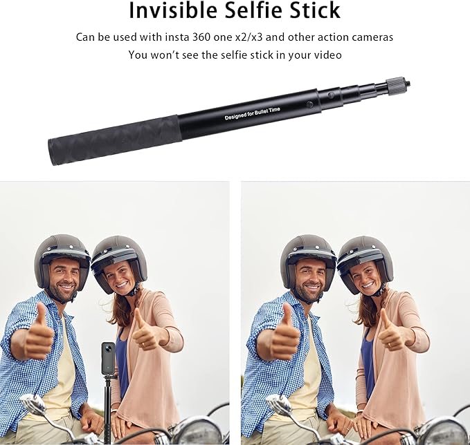 Kalofaye Motorcycle Bicycle Selfie Stick, Third Person Perspective Handlebar Mount Camera Bracket for Ride Tracking Shooting for GoPro Hero 12/11/10/9/8 Insta360 X5 / X4 / X3 ONE X/ONE Action Camera