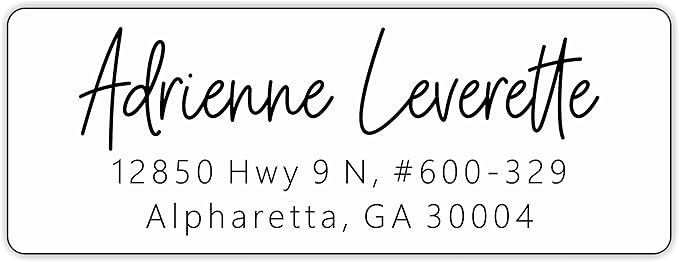 White Home Address Labels - Personalized Return Address Stickers, Custom Printed Mailing Labels for Envelopes, Packages, Wedding, Business (Handwritten Script Font)