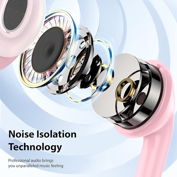USB C Earbuds Wired USB Type-C Headphones for Apple iPhone 17 16 15 Pro/iPad 10th Generation for Galaxy S26 Pixel 10 Earphones with Microphone Volume Control Noise Isolating HiFi Stereo Headset Pink