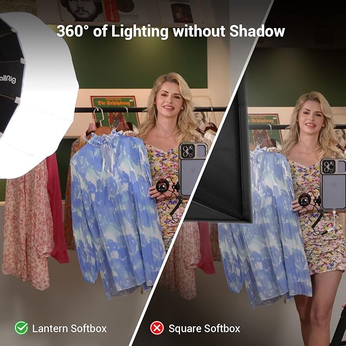SMALLRIG Lantern Softbox Soft Light Modifier, 26 Inch/65 cm Softbox Diffuser Compatible with SMALLRIG Video Light 120B/120D/220B/220D and Other Bowens Mount Lamps
