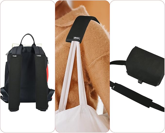 Cosmos 2 Pcs Neoprene Comfort Shoulder Strap Pads for Laptop Bag, Messenger Bag, Sport Bag, Travel Bag - Black, 12 Inches Long