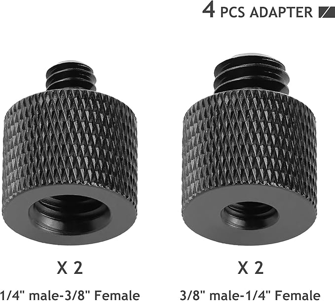 4 Pcs Camera Screw Adapter Thread 1/4" Male to 3/8" Female and 3/8" Male to 1/4" Female Adapter Set for Camera Monitor, Tripod, Mount