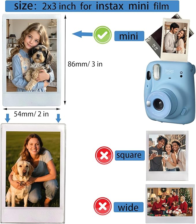 AG-UNICORN Magnetic 2x3 Picture Frames for Fujifilm Instax Mini Film, Cute Clear Acrylic Tiny Small 2 by 3 Inch Collage Photo Display Bulk Set for Refrigerator (For 6 pictures, Clear, 2X3)