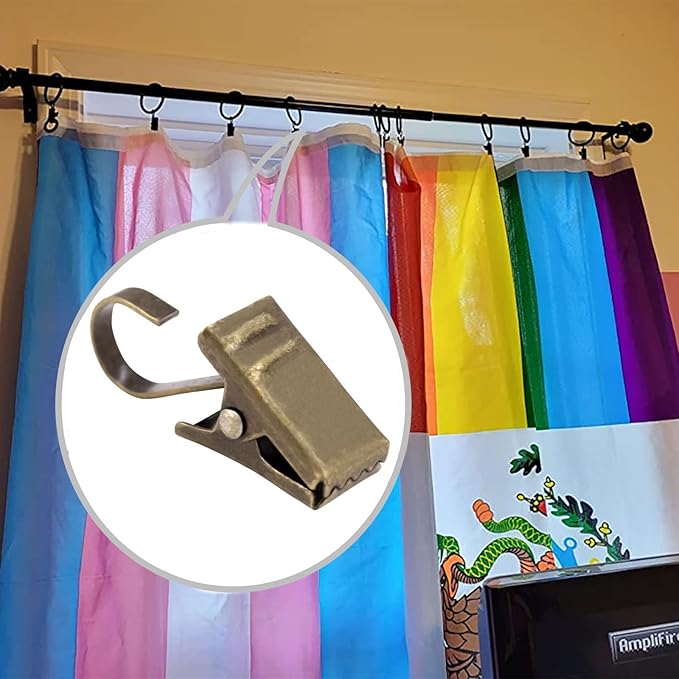 BIHRTC 25 Pack Mini Curtain Clips Curtain Hangers Clips Rod Clips Lights Stainless Steel Clips S Hooks for Party String Lights Holder Shower Home Curtain Photos Decoration Art Hang Clip