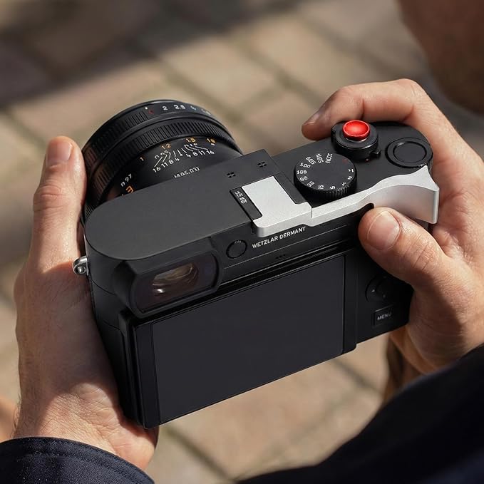 Metal Thumb Grip with Hot Shoe Cover for Leica Q3, Q3 (43) Camera Hot Shoe Thumb Hand Grip Photography Accessories (Silver)