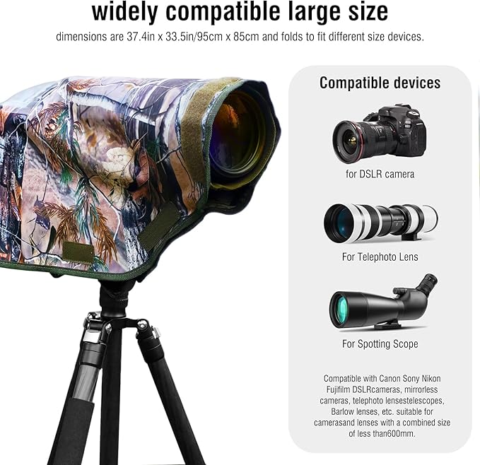 Camera Rain Cover with Openable Viewing Window & Strap Mountable Design,Waterproof Camera Raincoat Sleeve Protector (M)