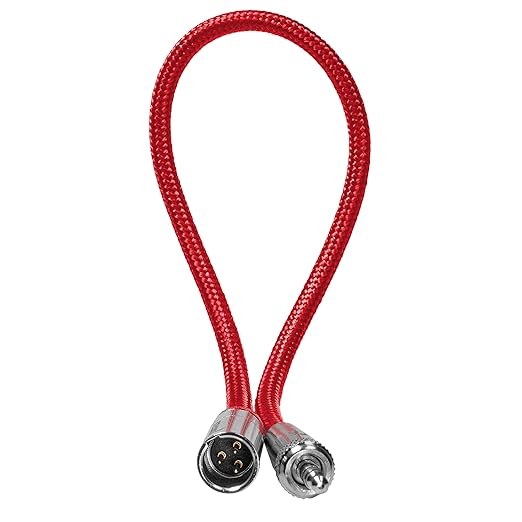 KONDOR BLUE | 12 Inch Mini XLR (TA3) 3-Pin to 3.5mm Locking TRS Adapter Cable | Screw Lock Mini Plug for Lavalier Mics and Wireless Receivers, Braided On-Rig Audio | Red