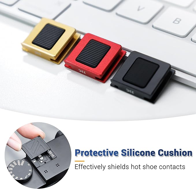 JJC Hot Shoe Cover Cap for Leica Q3 43/ Q3/ Q2 Cameras, Aluminum Alloy Shoe Mount Protector with Full-Coverage Design and Silicone Pad, Anti-Scratches & Dustproof-Red