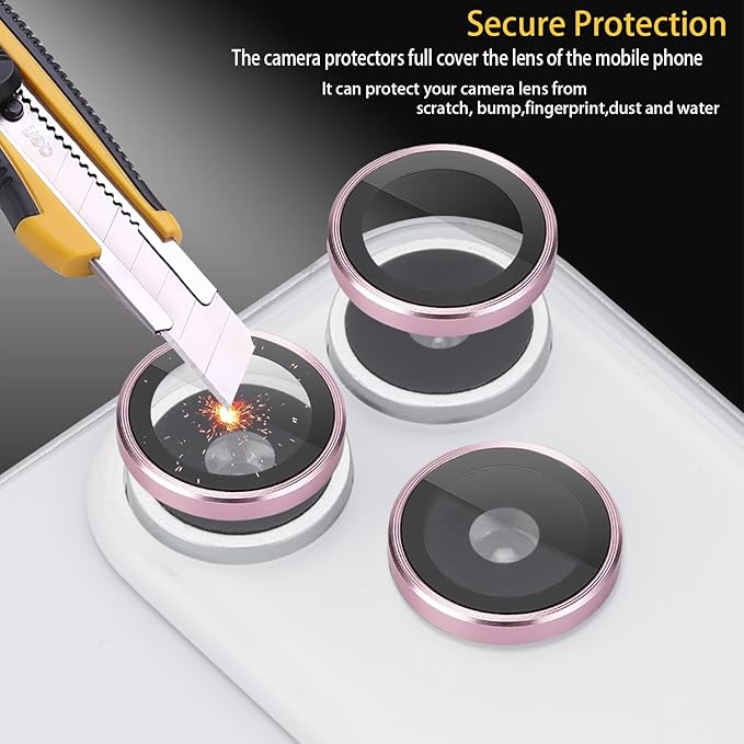 Camera Lens Protector for iPhone 17 Pro/17 Pro Max, Aluminum Alloy Tempered Glass Lens Protector with Installation Frame Fits for iPhone 17 Pro/17 Pro Max (Pink)