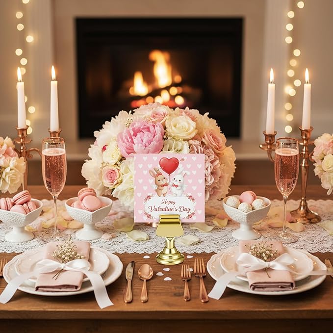Kathfly 48 Pcs Metal Table Number Holders 1.7 Inch Gold Mini Place Card Holders Bulk Harp-clip Table Sign Stands Card Holder Display Picture Memo Notes Menu for Weddings Restaurants Birthday Decor