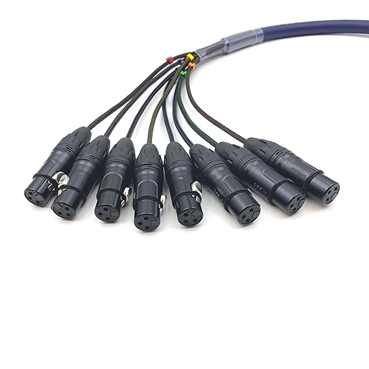 DB25 to XLR Female Snake Cable, DB25 Male to 8 Channel XLR 3Pin Female Balanced Snake Cable D-Sub Snake Wire Patch Bay Interface Modular Wire 1 Meter/3.28ft