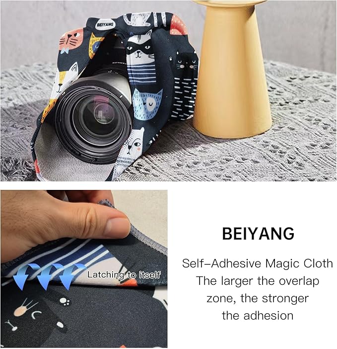 BEIYANG 13.8x13.8 Inch Camera Protective Wrap, Lens Protector Wrapper, Magic Self-Adhesive Cloth for Camera/Lens/Phone/DSLR/Laptop/Accessories, Anti Scratch Equipment Wrap Storage Pouch