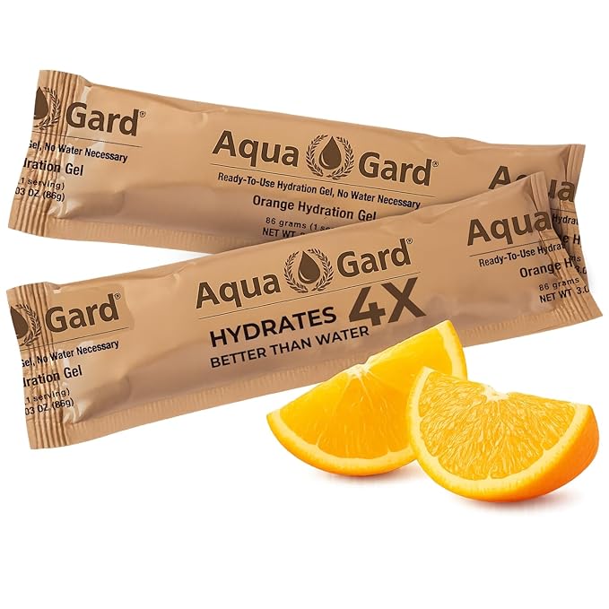 Aqua-Gard Emergency Water Gel - Survival Water Pouches for Disaster Relief | 200% More Effective Hydration | Emergency Water Pouches for Water Emergency Kit Supply for Extreme Conditions (25 Pack)