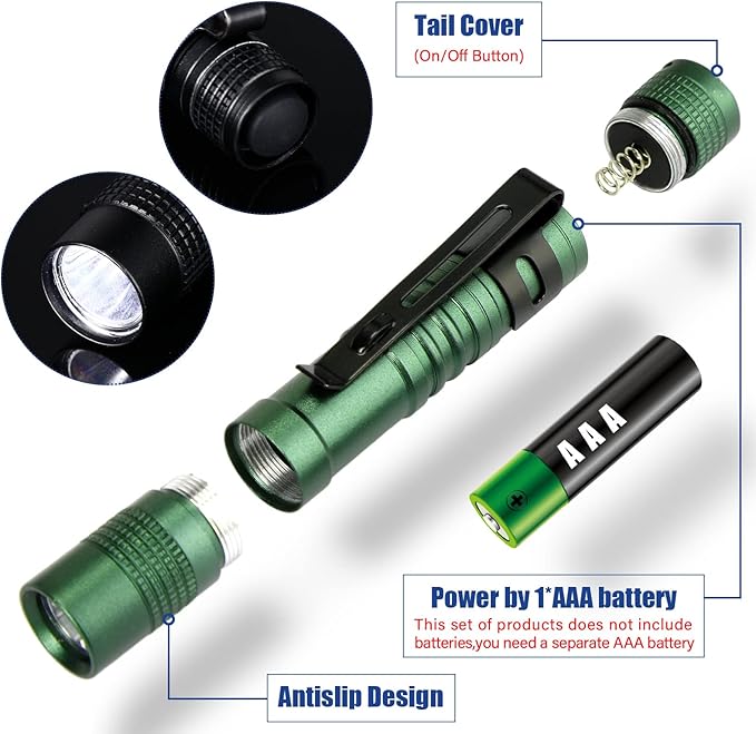 Hortsun 20 Pcs Mini Pen Light Flashlights Pocket Flashlights Pen with Clip Small LED Handheld Slim Torches for Christmas Gift Without Battery, 3.54 Inch (Black, Brown, Green)