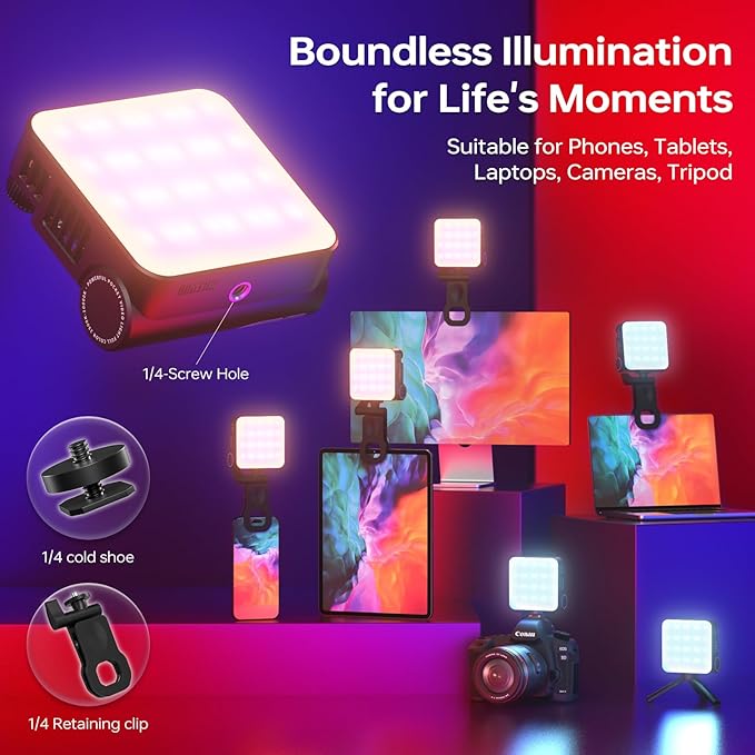 ZHIYUN CINEPEER CM15 15W RGB Video Light Fill Handheld Light 2600mAh CRI 94+ 2500k~10000k Outdoor Photography Selfie Light Rechargeable Portable 360° Full Color Camera Light Cold Shoe