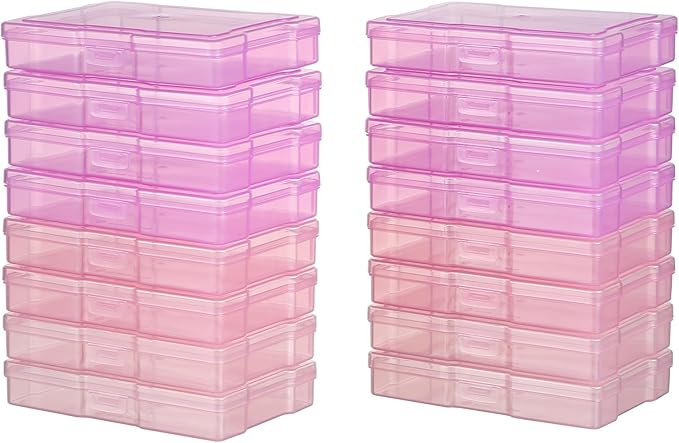 novelinks Transparent 4" x 6" Photo Cases and Clear Craft Keeper with Handle, 16 Inner Photo Organizers & Photo Storage Box, Plastic Photo Storage Containers (Pink Gradient)