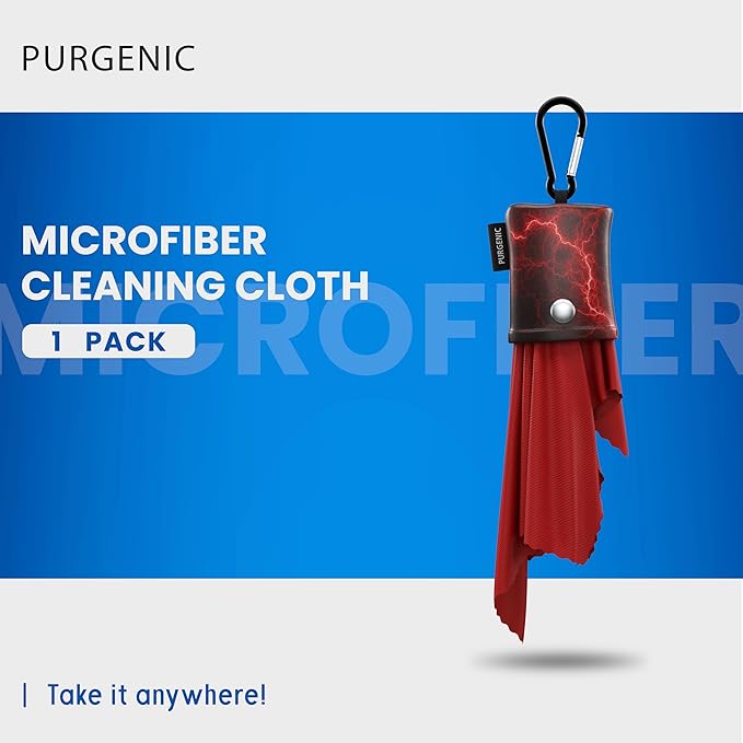 Microfiber Cloth & Glasses Wipes (1 Pack) Lens & Glasses Cleaning Cloth - Eyeglass Cleaner - Camera Lenses & Gadget Delicate Screens - Red