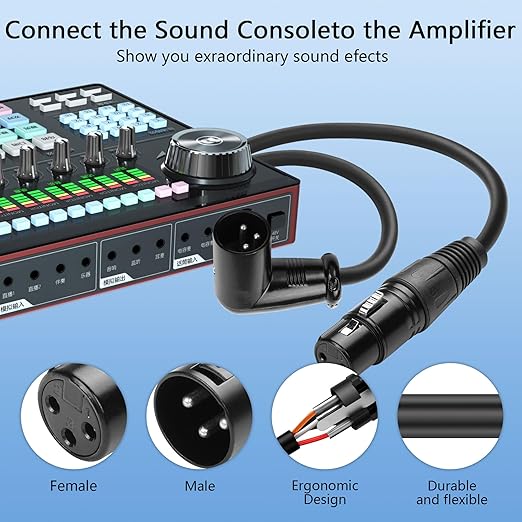 CERRXIAN XLR Microphone Coiled Cable,Male to Female Cable, Balanced X-L-R Cord 8 Feet, Oxygen-Free Copper Mic Cables, XLR Speaker Cables - Black (Right Angle Male to Straight Female)