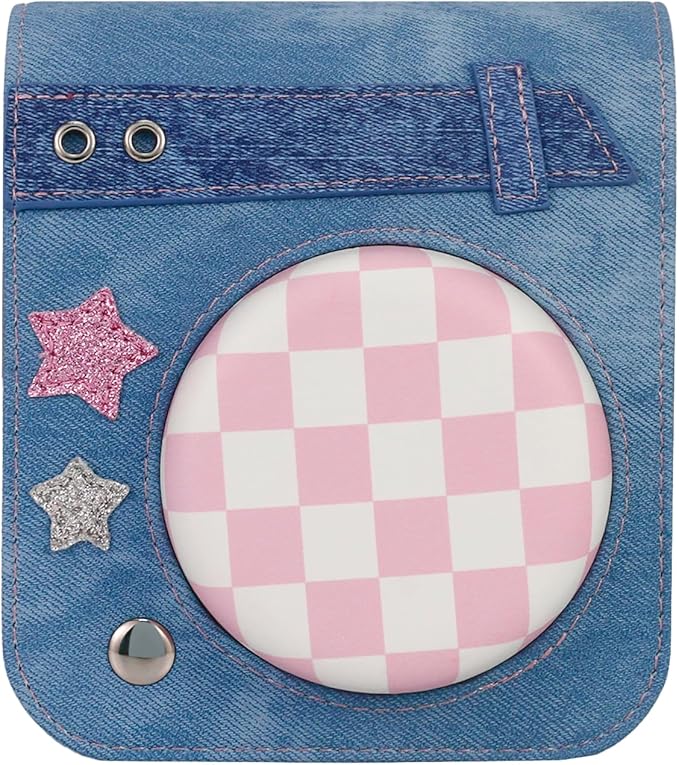 Frankmate Protective Case Compatible with Fujifilm Instax Mini 12/11/40 Camera, Sweetheart Denim Camera Bag with Pocket and Adjustable Shoulder Strap