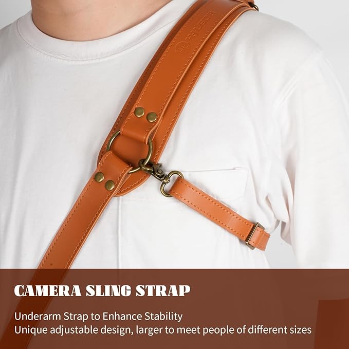 Leather Camera Harness for 1 Camera,Single Camera Strap for Photographers,Camera Shoulder Strap Quick Release DSLR