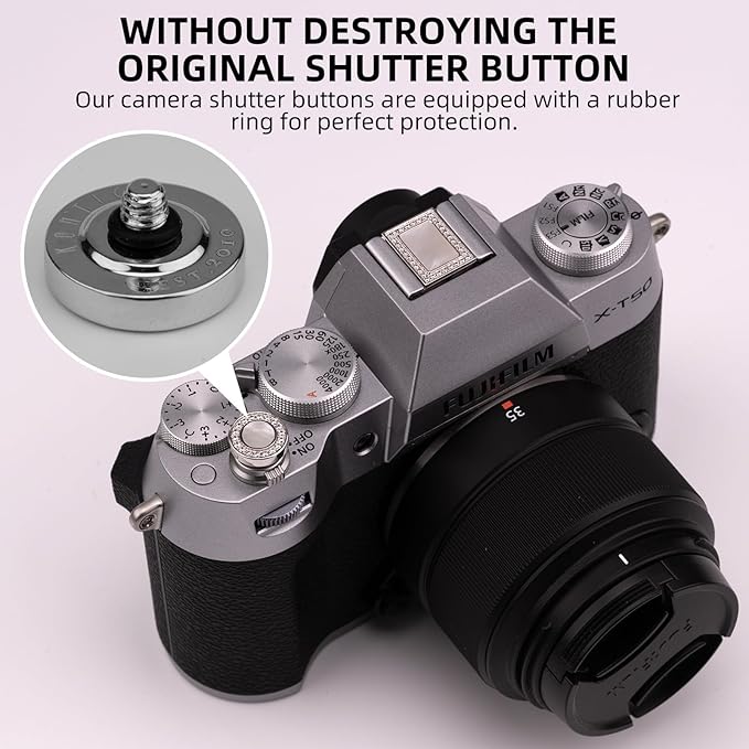 Camera Shutter Button, Copper Soft Shutter Release Button,Camera Release Button Suitable for Sony, Fujifilm, Leica DSLR/SLR,Nikon Camera (Zircon+Mother of Pearl)