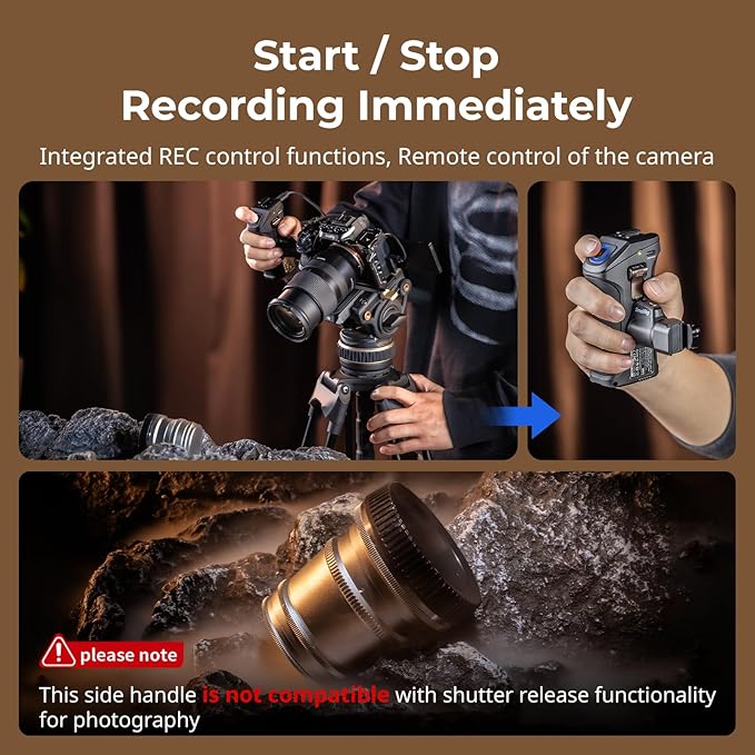 SmallRig Rotating Side Handle with Trigger REC for Sony Selected Mirrorless Cameras, for Sony Alpha 7 IV/Alpha 7R V / A7 III / FX3 / Alpha 9, Compatible with F550/570 Battery, Shutter Control