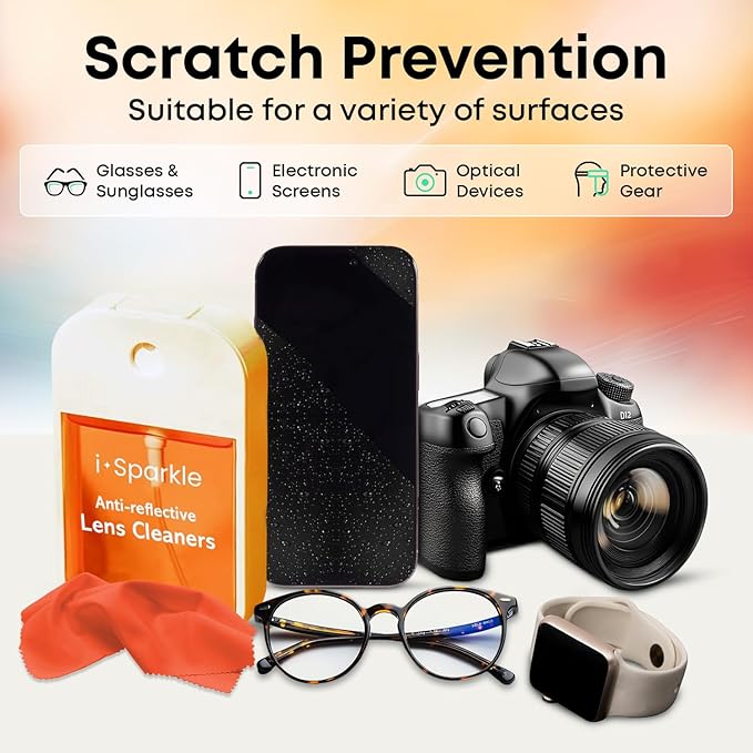 I-Sparkle Anti-Reflective Lens Cleaner Spray kit | (1x) 1.35oz Glasses Cleaner Spray + (1x) Microfiber Cloth for Eyeglasses, Sunglasses, Lenses, Screens and Camera Cleaning Kit (2 Piece Set)