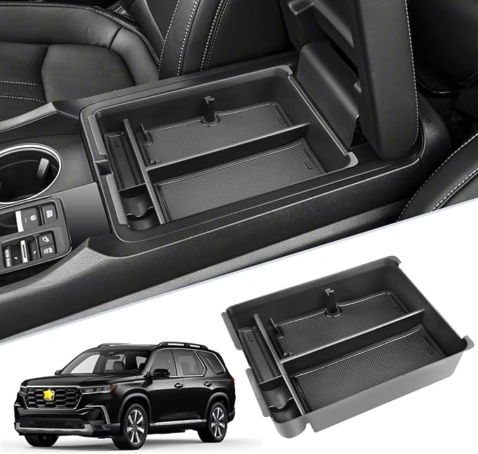 SKTU for 2025 2026 Honda Pilot Center Console Organizer 2023-2026 Pilot/ 2024-2026 Passport Armrest Tray 2025 2026 Passport Console Tray 2024 2025 2026 Pilot Accessories with Sunglasses Holder (Black)
