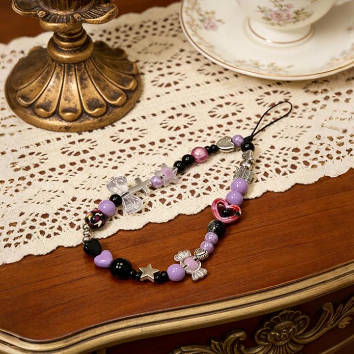 Beaded Camera Wrist Strap, Phone Wristlet Charm Lanyard, Cute Digital Camera Charm Lanyard,Strap Beaded Camera Chain for Phone Bag Keychain Accessories