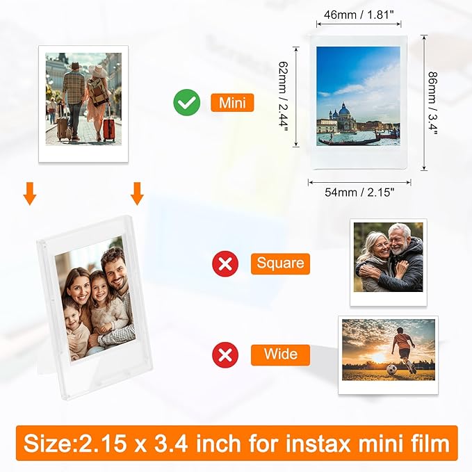 uxcell 5 Pcs Mini Picture Frames 2.4 x 3.6 Inch Rectangle Small Photo Frame Holder for Tabletop Display Photos Paintings Landscape Posters Artwork, Frosted Clear