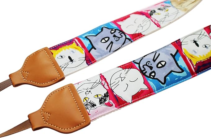 UNIKSTRAP Original Design Adjustable Camera Strap Funky Cat, 2 Inch (5cm) Width, Fit for Canon Nikon Sony Interchangeable Lens Digital Camera/DSLR