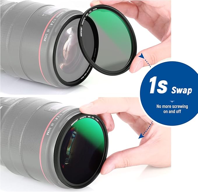 NEEWER 49mm 4-in-1 Magnetic Lens Filter Kit, Includes Neutral Density ND1000+MCUV+CPL+Adapter Ring with 42-Layer Coating/Ultra Slim/Waterproof/Scratch Resistant HD Optical Glass&Water-Resistant Pouch