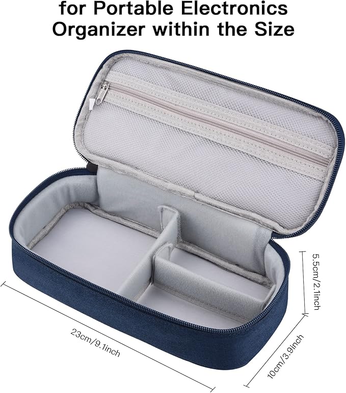 Electronics Organizer Travel Case, Carrying Pouch Bag for Travel Essentials, for Cable, Charging Cord (Navy Blue)