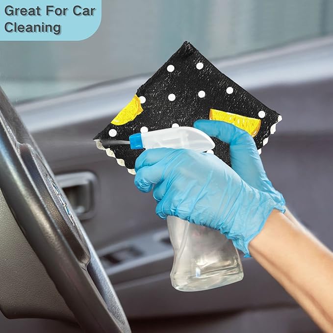 Ca TaqKu Polka D ot Lemon Re uvable Cleaning Cloths Set of 6 Showel Towels Hand Towel Divine Cloths for Kitchen