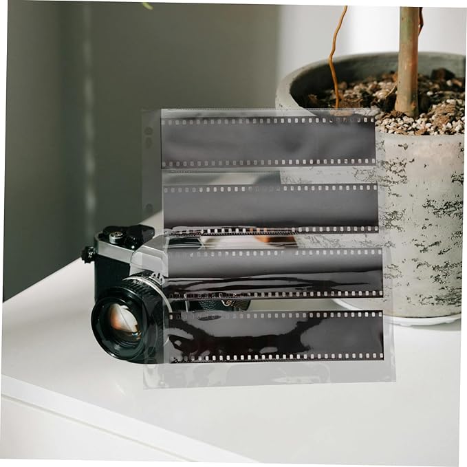 Mikikit 10pcs Negative Film Sleeves Waterproof Archival Storage Sheets for Photo Protecting Rigid Page Protectors with Binder Style for Film Collection for Document Organization