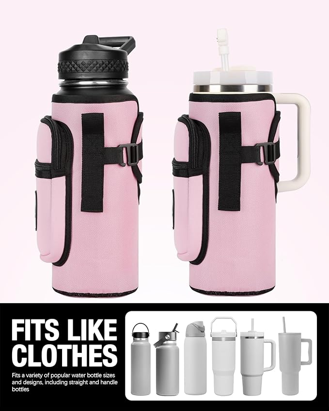 Sports rabbit Universal Water Bottle Holder – Durable Oxford & Neoprene Hybrid Design Compatible with Stanley 30/40oz Handled & 64/87oz Straight Tumblers, Adjustable Strap for Gym, Travel, Outdoors