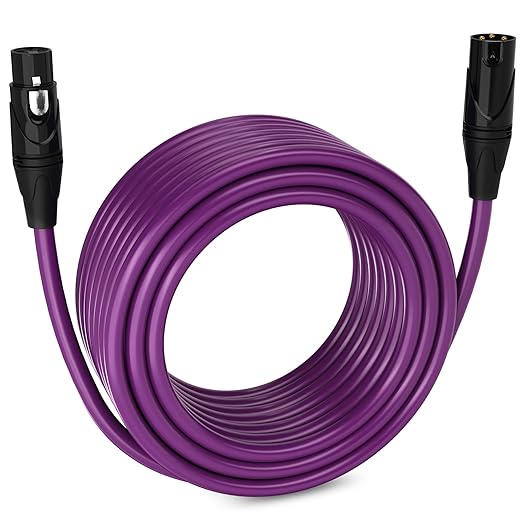 LyxPro 75 Feet XLR Microphone Cable Balanced Male to Female 3 Pin Mic Cord for Powered Speakers Audio Interface Professional Pro Audio Performance and Recording Devices - Purple