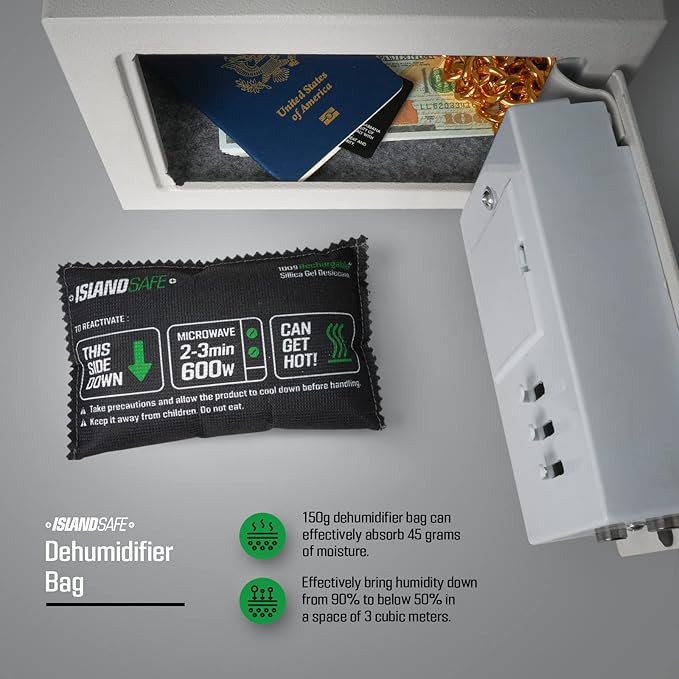 Rechargeable Safe Dehumidifier Bag 400g, Microwave Fast Reactivated Desiccant, Moisture Absorbing Packet for Safes, Cabinets, Home Closets, Car, Black (4, 5x3.5inch)
